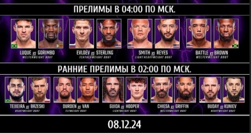 Предварительный card UFC 310