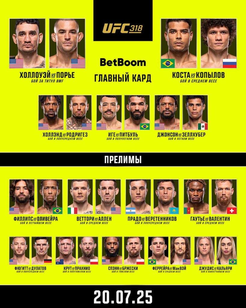 UFC 318 КАРД ТУРНИРА
